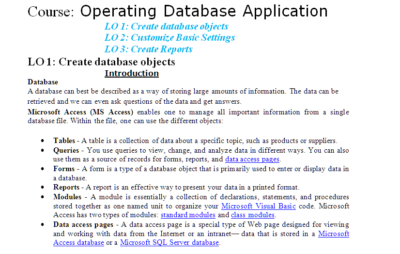 here you will learn how to operate database application 